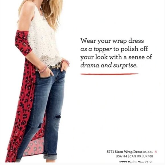 CAbi 5771 Vivien Siren Wrap Midi Dress Red and Black Leopard Animal Print V-Neck - Picture 15 of 16